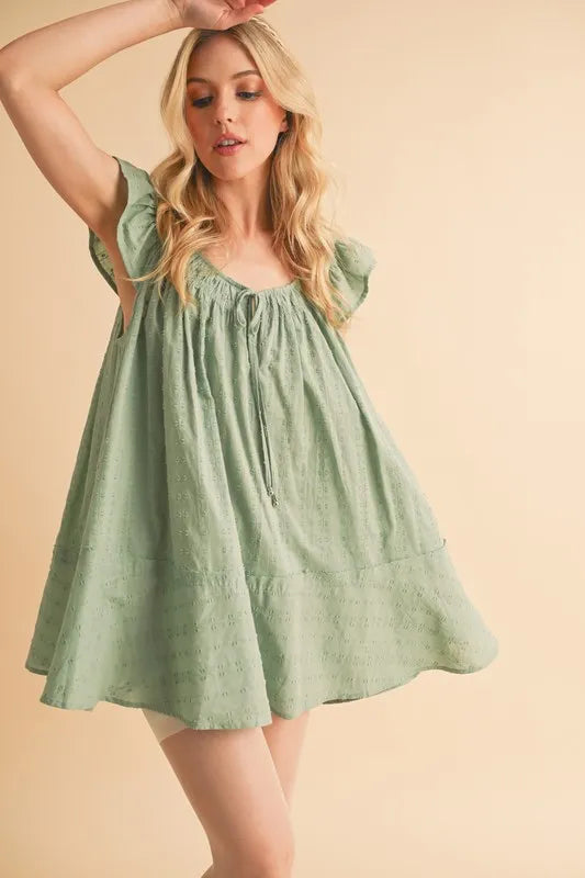 Aemi+Co Ruffled Cap Sleeve Cotton Tunic Mini Dress