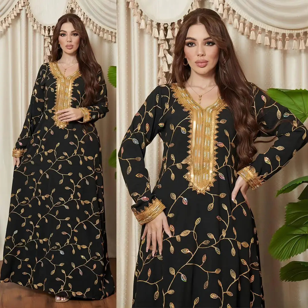 Arab Dubai Embroidery Applique Muslim Dinner Robe