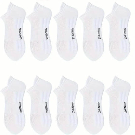 5-Pairs: Casual Ankle Boat Socks With Towel Bottom