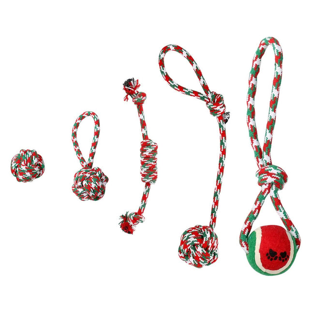 5-Pieces: Christmas Dog Rope Chew Toys