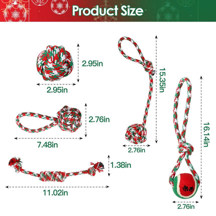 5-Pieces: Christmas Dog Rope Chew Toys