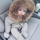 Grey and fur collar / 70cm