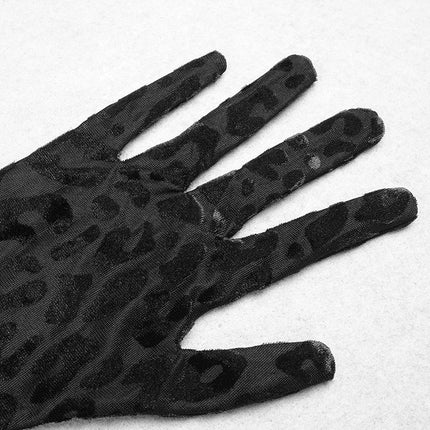 Leopard Print Tube Top Long Sleeve Gloves One Piece
