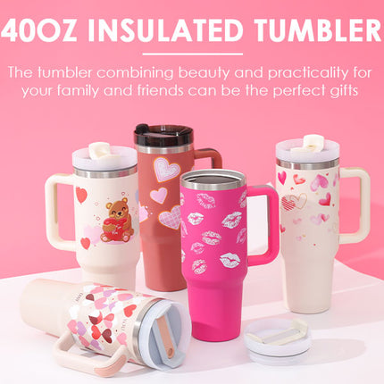 40oz Insulated Tumbler With Handle & Straw – Stainless Steel Vacuum Coffee Cup | Perfect Gift