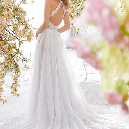 Sleeveless Halter Wedding Dress Slim Long Skirt