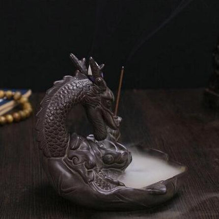 Dragon ceramic incense burner smoke