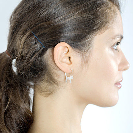 S925 Sterling Silver Stud Earrings Brushed Cat Earrings Korean Cute Cats Sterling Silver Jewelry Jewelry