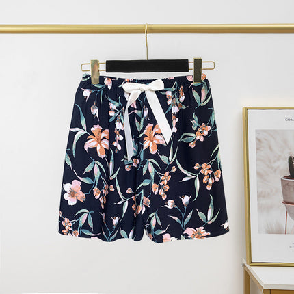 Women's Cotton Silk Pajama Pants Summer Thin Shorts Loose Casual