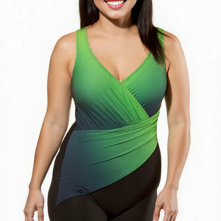New purple and black swimsuit Women's high waist skirt plus size