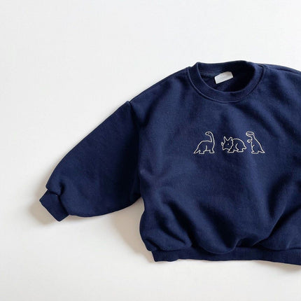 New Dinosaur Cartoon Embroidered Long Sleeve Sweater
