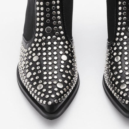 Plus size rivet elastic women's boots