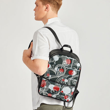 CREATIVE RED AND BLACK SWIRLS CREATED BY FLIPSTYLEZ Classic Faux Leather Backpack