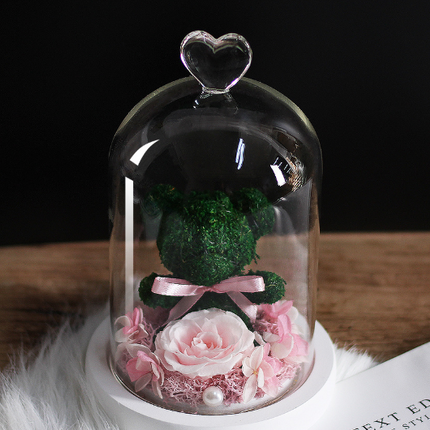 Preserved Flower Bear Glass Cover Gift Box