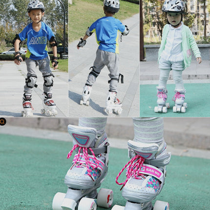 Children's Double-row Four-wheel Roller Skate Protective Gear Set
