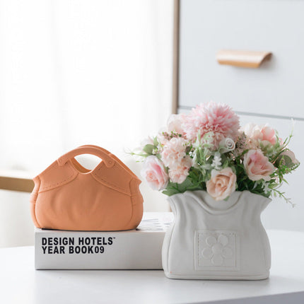 Dehua Frosted Wide Mouth Handbag Ceramic Vase Ornament Simple European Retro