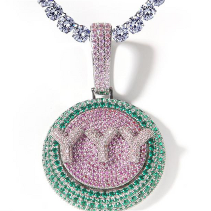 Personalized Hip Hop Custom Rotating Pendant 26 Letter Name Micro Inlaid Zircon