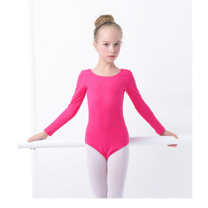 Girls' Solid Color One-piece Long-sleeved Dance Costume