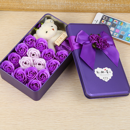 Soap Flower Rose Soap Flower Flower Gift Box Valentine's Day Gift for Girlfriend Extra Large Square