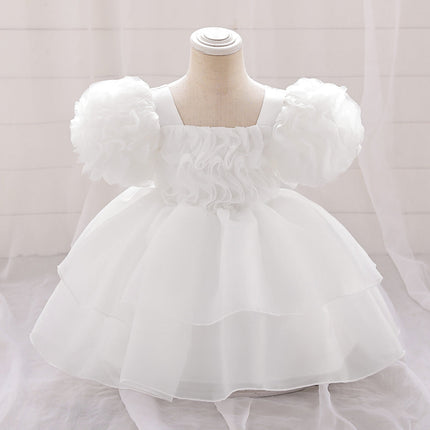 Pleated Puff Sleeve Umbrella Princess Dress