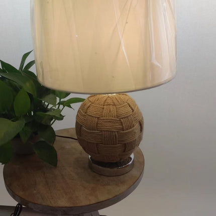 Country Table Lamp Hand-woven Hemp Rope Ball Natural