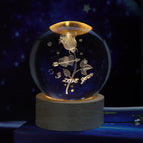 Solid Wood Lamp Holder / Rose 6cm Crystal Ball