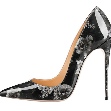 Pointed graffiti high heel women's shoes