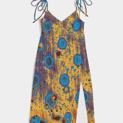 PEACOCK DESIGN BY FLIPSTYLEZ  Women's All-Over Print Tie Strap Split Dress