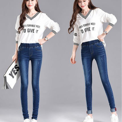 Plus-size elasticized waist jeans