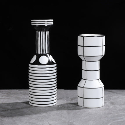 Simple Nordic Minimalism Black And White Striped Ceramic Vase