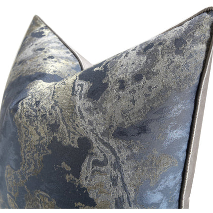 Chinese Ink Painting Cushion Pillow Blue Gray Jacquard Pillowcase