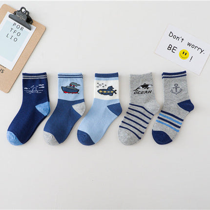Spring And Autumn Cartoon Ship Boy Socks