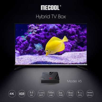 Android 9.0 Mecool K5 Amlogic S905X3 DVB-S2 DVB-T2 DVB-C Box