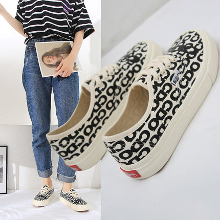 Low Cut Men And Women Letter Couple Canvas Shoes Laces