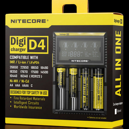 Download main imagesDownload variant imagesDownload description imagesNitecore D4 D2 New I4 I2 Digicharger LCD Intelligent Circuitry Global Insurance li-ion 18650 14500 16340 26650 Battery Charger