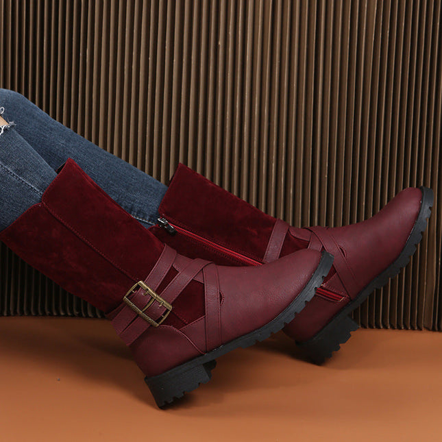 Square Heel Large Size Women's Shoe  Low Heel Casual Foot Belt