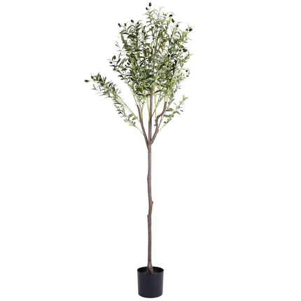 5.9ft Artificial Olive Tree with Lush Olive Branches and Fruits with Black Planter Pot