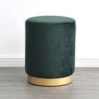 Round Stool Dark Green Flannel