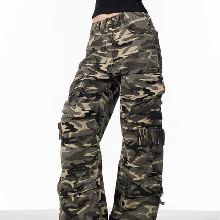 Camouflage Cargo Pants Women's Loose Wide Leg Jeans