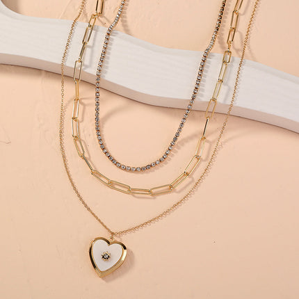 European and American cross-border new product gold lock stacking multi-layer necklace, letter tag fashion personality chocker clavicle chain female