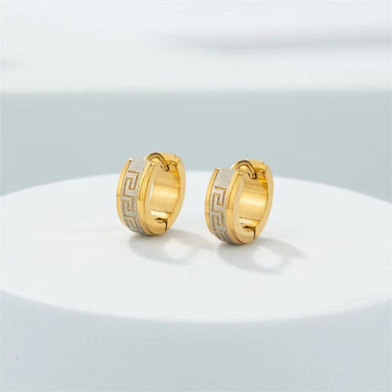 Wide Face Great Wall Pattern Earrings Personalized Simple Design