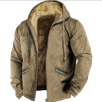 Fleece-lined Thick Winter Clothes Cotton-padded Coat Jacket Winter Men's Solid Color Hooded Sweater