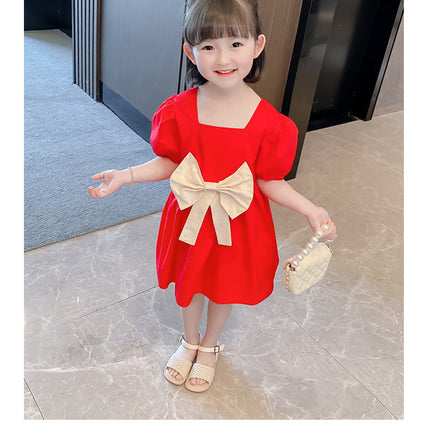 Princess Dress Red Children's Western Style Baby Girl Bow Skirt
