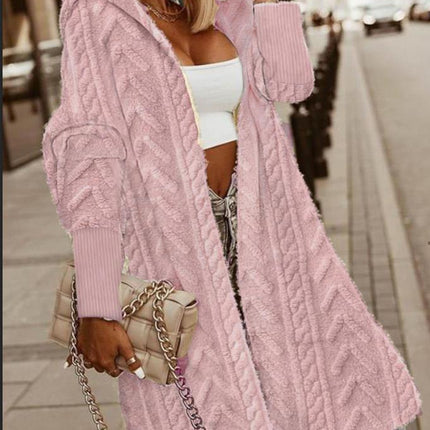 Jacquard Furry Coat Women's Clothing