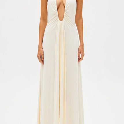 European And American Solid Color Sexy See-through Low Cut Sleeveless Hot Girl Dress Women