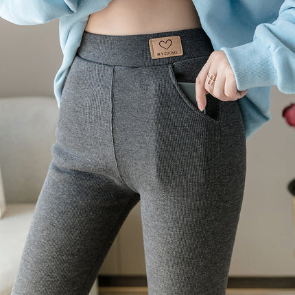 Solid Color Grey Plus Size Pocket Leggings Stretch