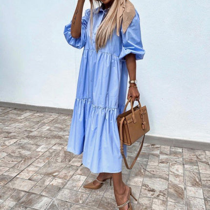 Shirt Lapel Plus Size Loose Swing Dress