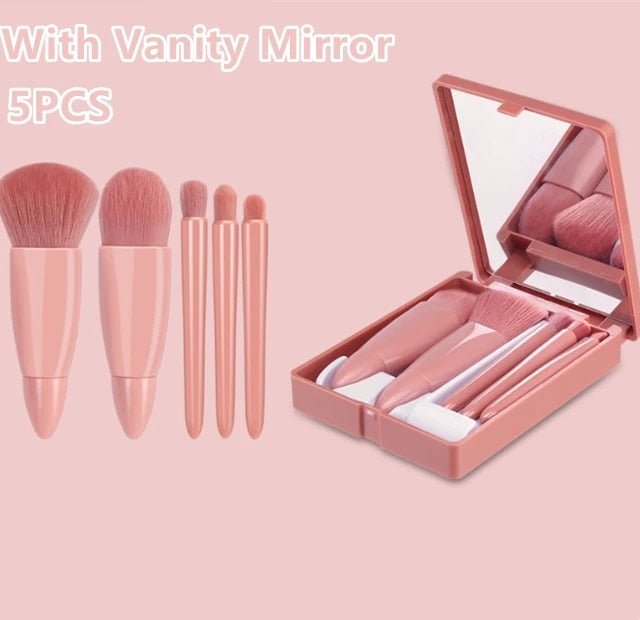 5PCS Soft Fluffy Makeup Brushes Set With Mirror