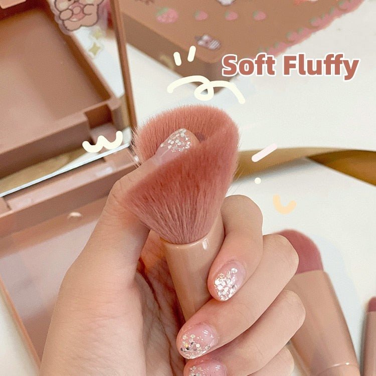 5PCS Soft Fluffy Makeup Brushes Set With Mirror