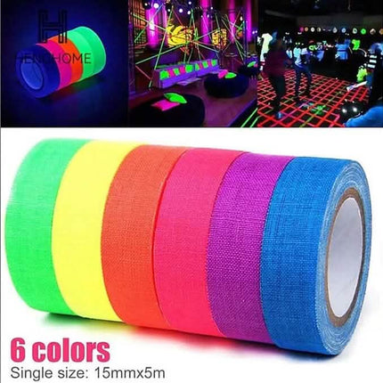 6-Pack: UV Gaffer Fluorescent Party Tape Blacklight Reactive Glow In The Dark Tape