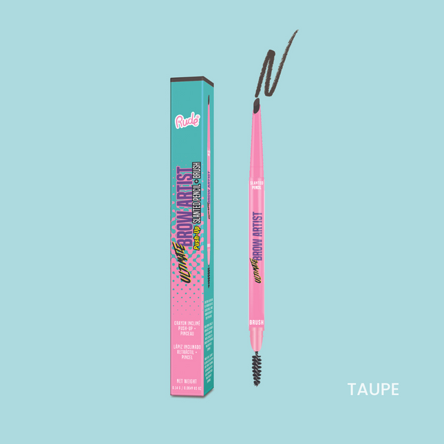 RUDE Ultimate Brow Artist Push-Up Slanted Pencil & Brush - Taupe
